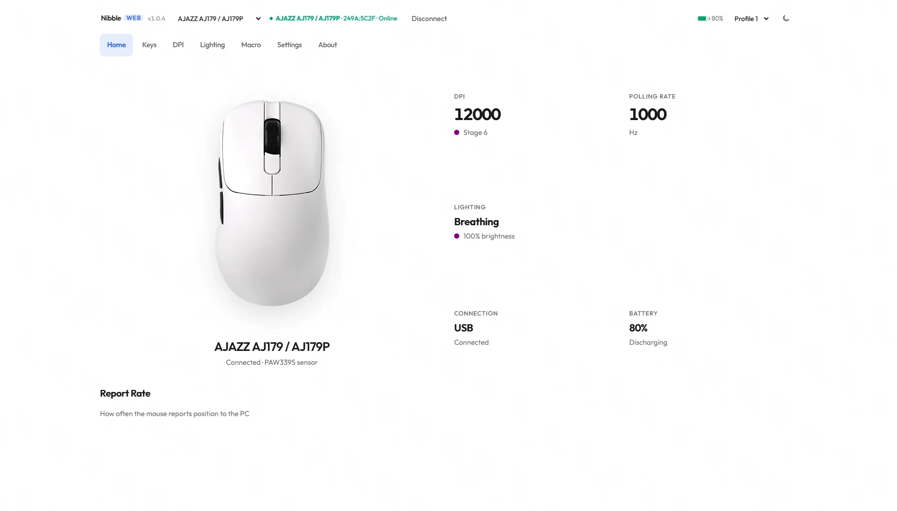 Nibble Open Mouse Configurator Dashboard